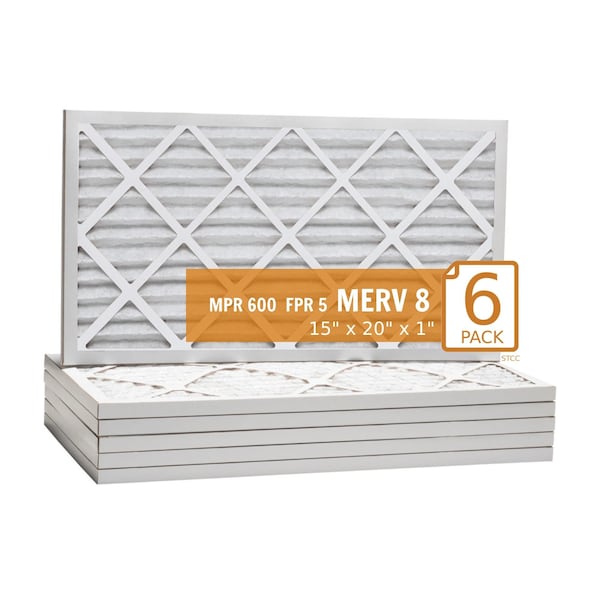 Purolator 15x20x1 Pleated Air Filter, MERV 8, 6 PK 15x20x1x1 KP (6 Pack) - main